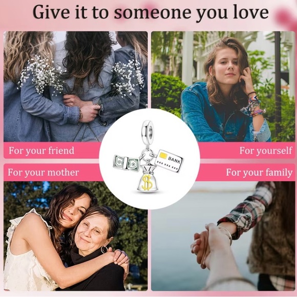 MULA Silver Charm Pendant with Money Symbols - Picture 8 of 10